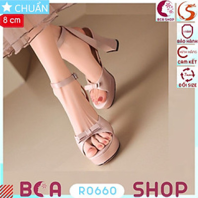 Giày cao gót nữ hở mũi 8p RO660 ROSATA tại BCASHOP đính nơ xinh xắn và thời trang, điệu đà với bề mặt vải cao cấp
