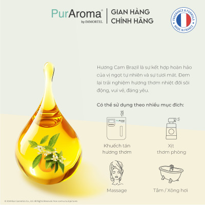 (Đậm Đặc | Chai Lớn) Tinh dầu HOA CAM BRAZIL nguyên chất PurAroma by IMMORTEL - Chính hãng Pháp