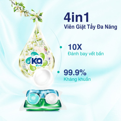 Combo 2 Túi Viên Giặt Xả Đa Năng 4 Trong 1 KA Universal (40 Viên/ Túi)