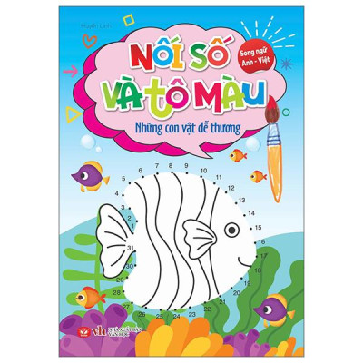 Sách - Nối Số Và Tô Màu - Những Con Vật Dễ Thương - Song Ngữ Anh-Việt