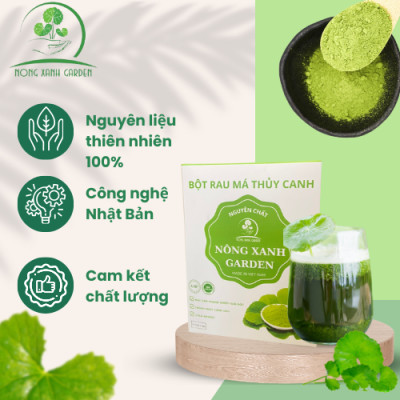 Nông Xanh Garden Bột Rau Má Thủy Canh Nguyên Chất Hộp 15 gói (3gr/1 gói) hòa tan uống liền, không đường, thanh nhiệt