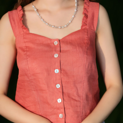 Áo Croptop Linen Mai Châu TOP186 Thời trang thiết kế Hity