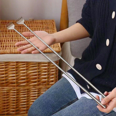 Cây Gãi Lưng Inox Kéo Dài Nhỏ Gọn Cây Gãi Lưng Rút Gọn Tuỳ Chỉnh Chiều Dài Hình Bàn Tay Cán Inox không gỉ phần Gãi bằng Nhựa cứng Loại tốt
