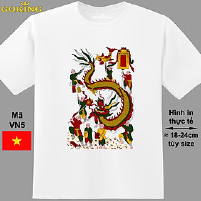 Múa rồng, mã VN5. Áo thun tranh Đông Hồ Việt Nam cho nam nữ, form unisex. Áo phông GOKING hàng hiệu, công nghệ in Nhật Bản sắc nét. Quà tặng cao cấp cho gia đình, cặp đôi, doanh nghiệp.
