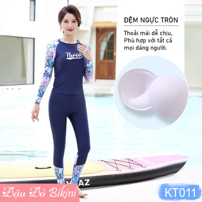 Bộ đồ bơi trung tuổi kín chống nắng, áo bơi dài tay cho mẹ và bà, quần dài mix cùng chân váy rời tránh lộ bụng, chất đẹp | KT011