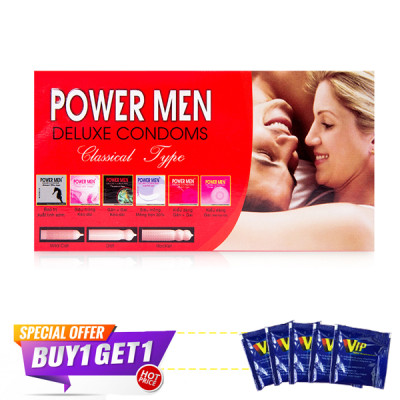 Bao cao su mỏng truyền nhiệt Powermen Gia đình (Hộp 12 cái)