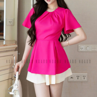 Quần kem xếp ly NGADO , quần short nữ , quần công sở