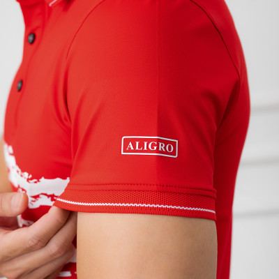 Áo Polo đỏ phối kẻ ngang Aligro ALGPLO71