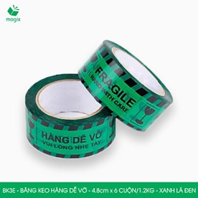 BK3E - Băng keo HÀNG DỄ VỠ màu xanh lá đen khổ 4.8 cm - Băng dính niêm phong - 1 cuộn