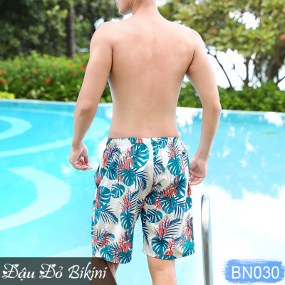 Quần đùi đi biển nam, quần thể thao du lịch hoạ tiết hoa lá trẻ trung, phom rộng rãi thoải mái, chất đẹp dày dặn | BN030