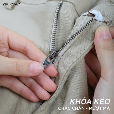 Quần Short Kaki Nam VIỆT PHÁP Form Basic Chất liệu Cotton mềm mịn hút mồ hôi tốt 1504