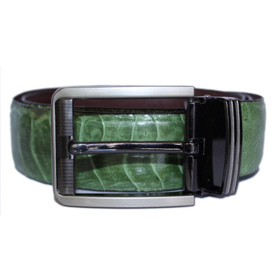 HC4485 - Dây nịt nam da đà điểu Huy Hoàng 4P đầu kim màu xanh rêu