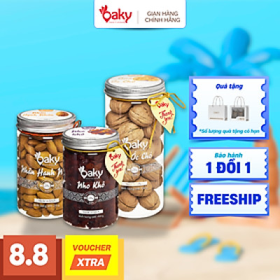 Combo Quà Tặng - Hạt Dinh Dưỡng Cao Cấp Oaky Hạnh Nhân Mỹ, Óc Chó Vàng, Nho Khô - Tặng kèm Túi Giấy Sang Trọng