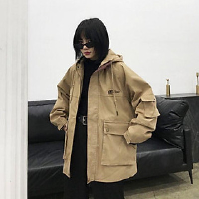 Áo khoác kaki xuất khẩu form rộng logo thêu QH014