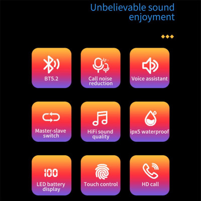 CINCATDY Tai Nghe Gaming True Wireless Earbuds Headphone Bluetooth V5.0 Phiên Bản Nâng Cấp Headset Dock Sạc có Led Báo Pin Kép J5 ANC