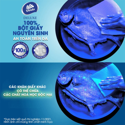 [MUA 1 LỐC KHĂN BẾP CUỘN + 1 MÓC KHÓA] Khăn giấy bếp đa năng siêu thấm Vinda Deluxe (6 Cuộn)