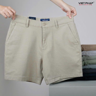 Quần Short Kaki Nam VIỆT PHÁP Form Basic Chất liệu Cotton mềm mịn hút mồ hôi tốt 1504