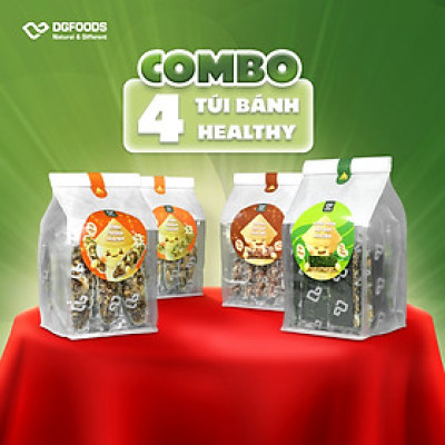 Combo 4 túi bánh healthy - Bánh thuyền mix hạt healthy, Bánh thuyền gạo Lứt healthy, Rong biển kẹp hạt healthy, Thanh gạo lứt healthy/Thơm ngon, giòn tan rộp rộp, Ăn Vặt Snack