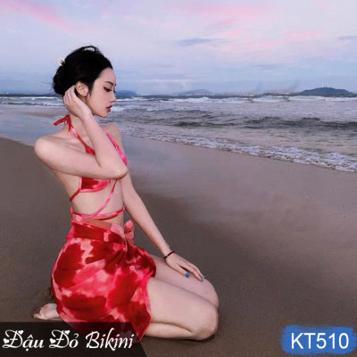 Set bikini 2 mảnh sexy kèm khăn choàng quyến rũ, áo đệm mỏng cùng quần tam giác, mẫu Âu Mỹ trẻ trung khoe dáng trẻ trung nóng bỏng | KT520