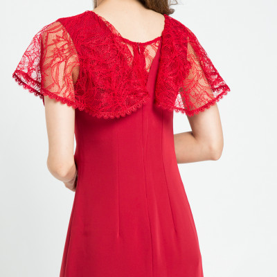 Đầm Tay Ren Hity DRE086 (Đỏ Auburn)