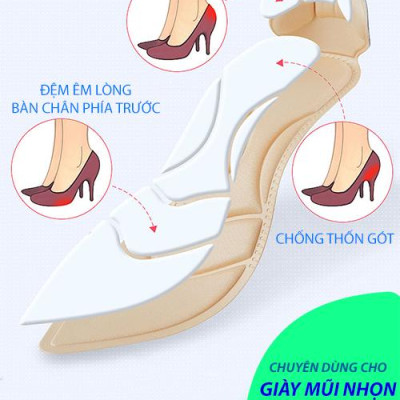 Miếng lót giày cao gót mũi nhọn cho giày bị rộng cao cấp, vải thoáng khí và êm chân- buybox - BBPK55 - (Da beo)