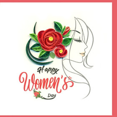 Thiệp Giấy Xoắn mừng 8-3 hình hoa hồng size 10x10 