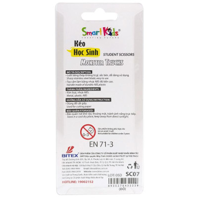 Kéo Học Sinh Monster Truck - Smart Kids SC07 - Màu Đỏ