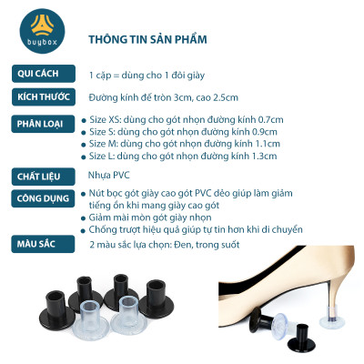 Nút bọc bảo vệ gót giày gót nhọn, chống trơn trượt, chống lún và giảm tiếng ồn - Buybox - BBPK256