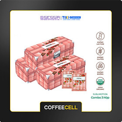 Combo 3 Hộp Cacao và Dâu Tây Với Nhân Sâm Trắng Thượng Hạng COFFEECELL (Hộp 20 gói x 15g) - Vị Đậm Đà, Hương Sảng Khoái - Hàng Chính Hãng