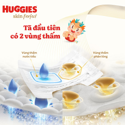 Tã quần Huggies Skin Perfect Mega Jumbo L88+4 miếng với 2 vùng thấm giảm kích ứng da