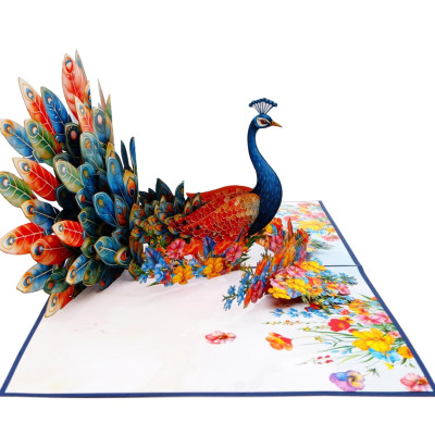 Thiệp 3D Chim Công Xòe Đuôi Rực Rỡ – Thiệp Pop Up Cao Cấp, Sang Trọng, Tặng Sinh Nhật, Kỷ Niệm, 8/3, 20/10, A55