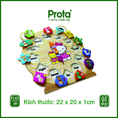 [CHÍNH HÃNG] Đồng hồ gỗ ghép hình Bé gái cao cấp Prota + quà tặng SỐC