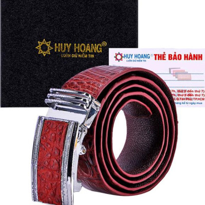 Thắt Lưng Nam Da Cá Sấu Gai Đuôi Bản Lớn Huy Hoàng HT4723 - Nâu Đỏ