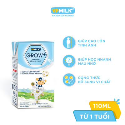 Sữa Tiệt Trùng Có Đường VPMilk Grow+ Hộp 110ml (Thùng 48 Hộp)