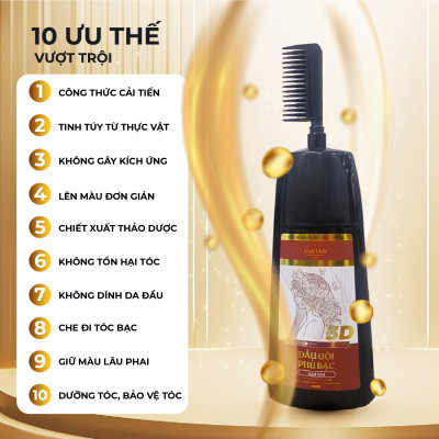 Dầu Gội Phủ Bạc Thảo Dược Avatar Color Hair Shampoo Chai 500 mL (02 Màu)