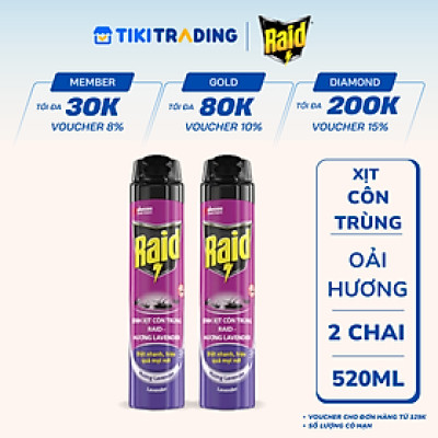 Combo 2 Bình Xịt Côn Trùng RAID  Hương Lavender 520ml
