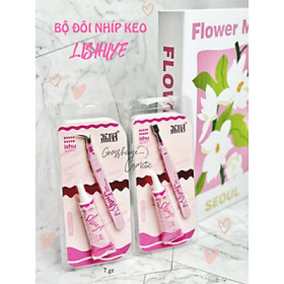 BỘ ĐÔI NHÍP VÀ KEO DÁN LÔNG MI GIẢ MAKE UP CHUYÊN NGHIỆP TIỆN LỢI MÀU HỒNG LISHUYE CAO CẤP