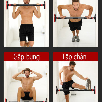 Xà Đơn  Treo Tường Gắn Cửa Điều Chỉnh Độ Dài Linh Hoạt ,Mẫu Mới Chất Liệu Thép Không Gỉ Chịu Lực 150kg , Tay Cầm Bọc Đệm PVC Chống Trượt