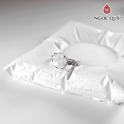 Nhẫn bạc hoa 5 cách cẩm thạch lam ngọc type A freesize hạt 10mm mệnh thủy, mộc - Ngọc Quý Gemstones