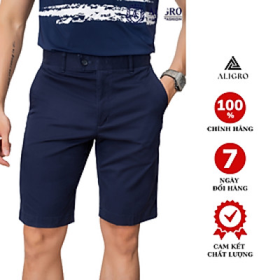Quần short nam ALIGRO chất liệu kaki màu navy dáng basic trẻ trung năng động ALGQS1075