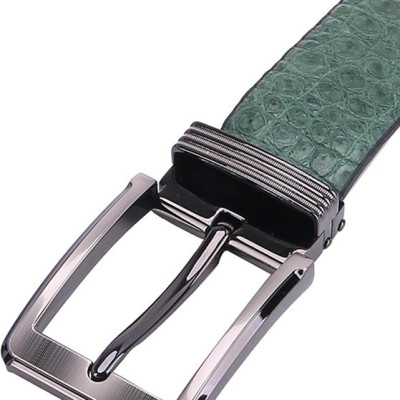 Thắt Lưng Nam Da Cá Sấu Gai Bụng Bản Lớn Đầu Kim Huy Hoàng HT4786 - Xanh Rêu