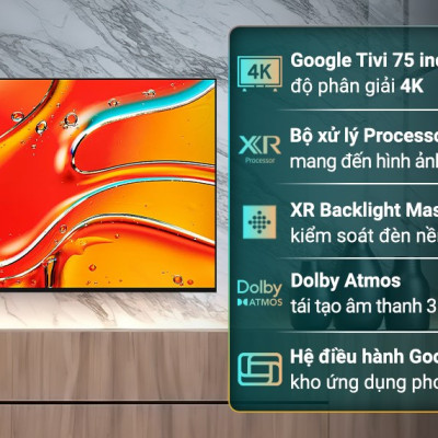 K-75XR70 - Google Tivi Mini LED Sony 4K 75 inch K-75XR70 - Hàng Chính Hãng