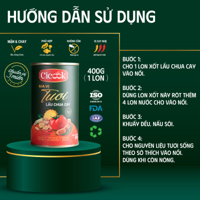 [SET LẨU - NƯỚNG] 1 Lon Xốt lẩu Chua CayCicook 400G + Bộ Xốt Gia Vị Ướp Nướng Mắc Khén Cicook 330G
