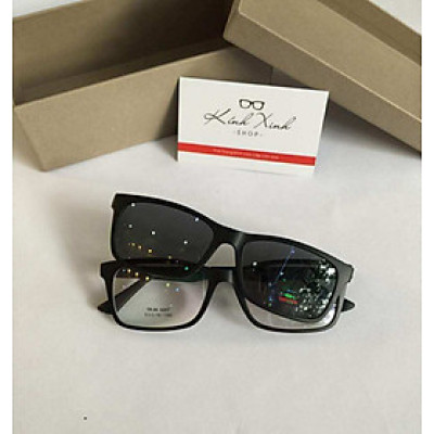 Gọng Kính Cận, Kính Râm Cận, Kính Chống Nắng Dáng Chữ Nhật Clip On 2in1 Thiết Kế Đơn Giản Cho Nam Nữ