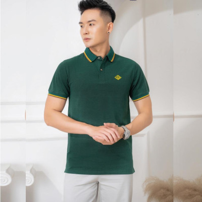 Áo Polo Nam ALIGRO Cộc tay Trơn Chất liệu CVC Form dáng SlimFit ôm vừa vặn màu Xanh Đậm ALGPLO54