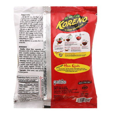 Thùng 6 Lốc Mì ăn liền Koreno Vị Bò Cay Lốc 5 +1 gói