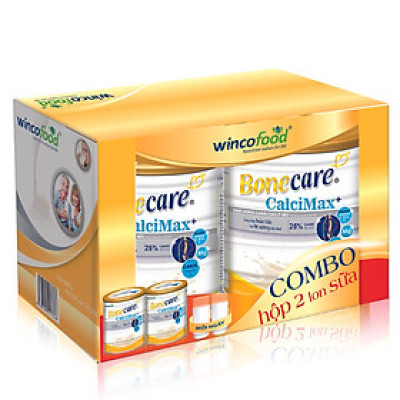 Combo 2 lon sữa bột Bonecare Calcimax+: dành cho người từ 18 tuổi trở lên bổ sung canxi phòng ngừa loãng xương, tim mạch và tiểu đường.