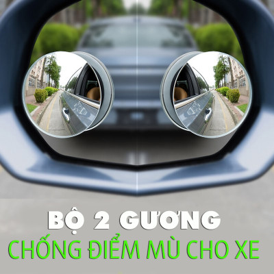 Bộ 2 Gương Cầu Lồi cho xe ô tô, gương cầu lồi cho xe ô tô, Tràn Viền Xoay 360 độ Gắn Cho Kính Gương Chiếu Hậu Tránh Điểm Mù Cho Xe Hơi, Xe Ô tô - Hàng Chính Hãng