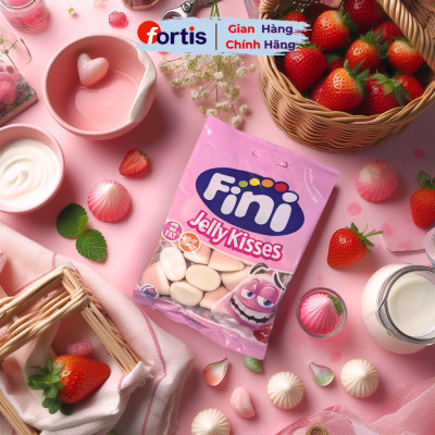 Kẹo dẻo Fini Jelly Kisses 90g Vị Dâu Kem