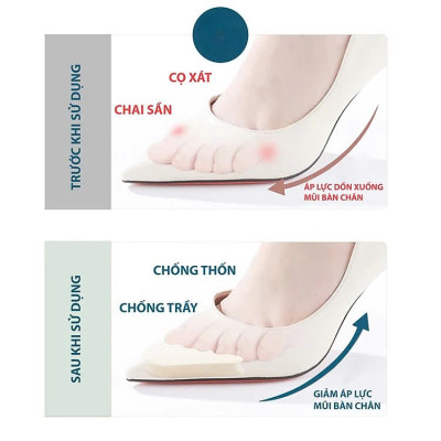 COMBO 2 CẶP Lót mũi giày cao gót cao su non đệm êm ngón chân MÀU ĐEN VÀ MÀU KEM